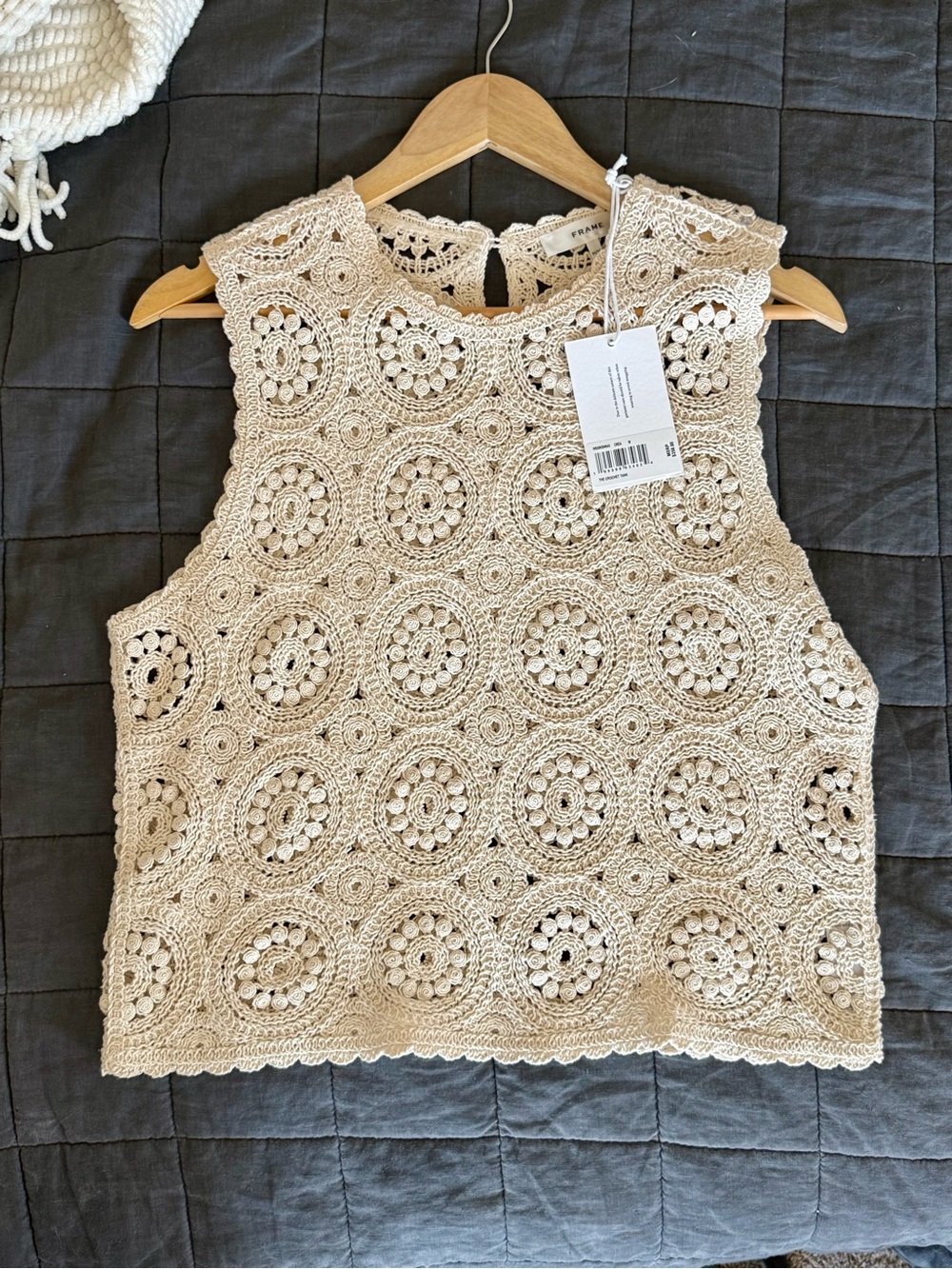 Frame The Crochet Tank Top in Cream - Picture 6 of 8